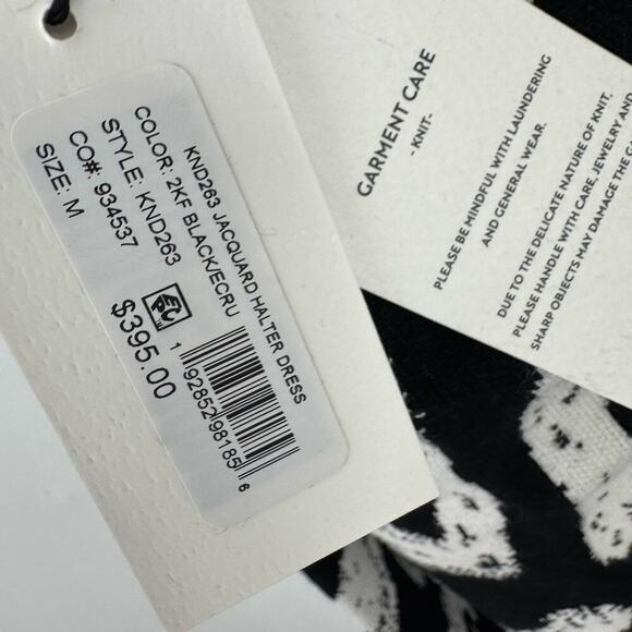 Milly Women's Jacquard Halter Dress Stretch Black/Ecru Size Medium NWT - Picture 9 of 12